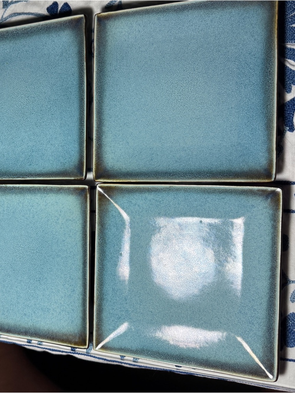 Threshold Stoneware Plates Set of 4 Elemental Ocean Square Dinner Plates 10-1/2” - Picture 7 of 7